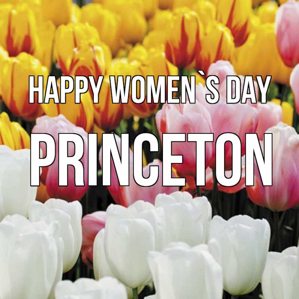 Greetings card с именем, Princeton happy women`s day разноцветные цветы Greetings with text for free download 